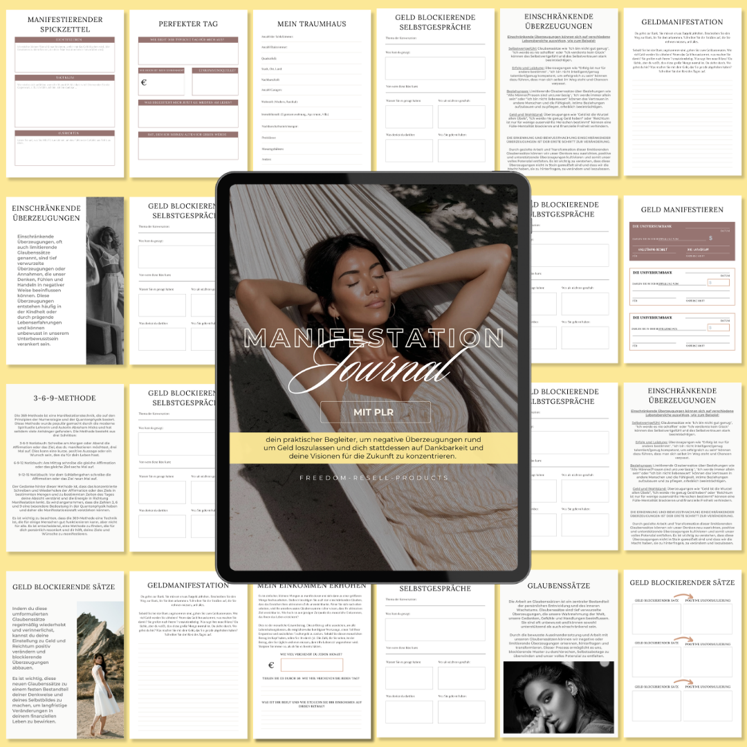 Manifestation Journal Manifesting Journal PLR Planer, Geld Mindset, PLR Vorlagen, Master Resell Rechte