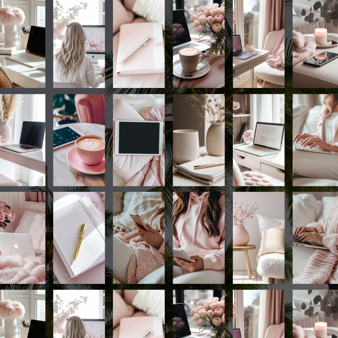 35 AI Bilder-pink blush Home Office